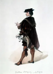 Die Meistersinger von Nürnberg, Oper von Richard Wagner: Kostüm von Walther von Stolzing für die erste Aufführung. Wagner-Museum Bayreuth.