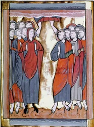 Die Miniatur-Himmelfahrt aus „Liber Psalmorum um um calendar“ oder „Psaltier à l