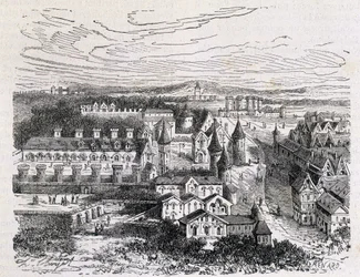 Der Palais des Tournelles, gegenüber dem Hôtel Saint Paul - Gravur, spätes 19. Jahrhundert