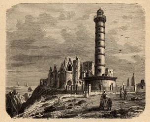 Die Abtei Saint Mathieu de Fine Terre - Bretonische Abtei - Abbaye Saint-Mathieu de Fine-Terre - Gravur in „PATRIE“ - DESCRIPTION PICTURESQUE DE LA FRANCE EN 6 VOLUMES BY LUCIEN HUARD - Ende 19. Jahrhundert