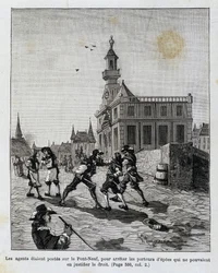 Die Agenten waren auf der Pont Neuf stationiert, um diejenigen aufzuhalten, die ihr Recht nicht nachweisen konnten.