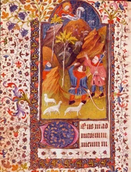 Die Verkündigung an die Hirten Miniatur aus dem Stundenbuch von Isabella von Kastilien, bekannt als Isabella I. die Katholische