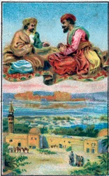 Der Teppich der Freuden. Geschichte von Prinz Ahmed und der Fee Paris-Banou. Geschichte aus 1001 Nacht. Chromolithographie aus dem späten 19. Jahrhundert