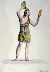 Die Figur, die die reine Liebe im Ballett „Il noce di Benevento“ des österreichischen Komponisten Franz Xaver Sussmayr (1766-1803) interpretiert. Illustration des 19. Jahrhunderts