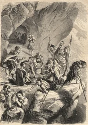 Die Fälscher von Kabylien im Jahr 1857. (Fälschung). Gravur in „Le Monde illustrious“ von 1857. Private Sammlung.