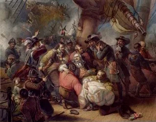 Der Tod von Admiral De Ruyter - Tod von Michel de Ruyter (1607-1676), Generalleutnant der Vereinigten Provinzen, Marineheld, der während der englisch-niederländischen Kriege des 17. Jahrhunderts eine wichtige Rolle spielte
