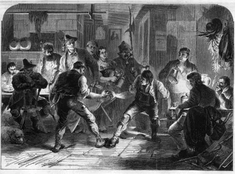 Das Spiel des Hakeln in einem Dorf in Oberbayern in Deutschland. Gravur in "The Illustrious Universe"