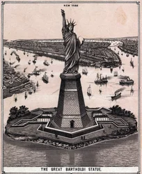 Die große Bartholdi-Statue in New York, USA in „Die Welt illustriert 168 Ansichten“