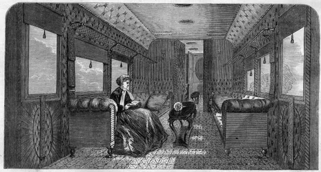 Der neue Wagen Ihrer Majestät, der Prinzessin von Wales, für ihre Zugreise. Gravur in „The Illustrous Universe“