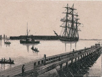 Der Hafen der Stadt Calais in „Die Welt illustriert 168 Ansichten“ ohne Datum (spätes 19. Jahrhundert)