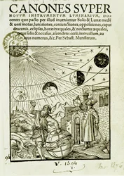 Die Bewegungen von Sonne und Mond, beobachtet von Astronomen - Frontispiz des Buches „Super Canones“