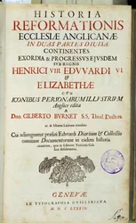 Titelseite „Historia Reformationis Ecclesiae Anglicanae...“, Genf