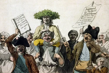Triumph von Marat. Gravur des 19. Jahrhunderts
