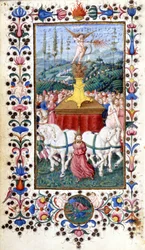Triumphus Amoris (Liebestriumph) von Francesco Petrarca. Manuskript des 15. Jahrhunderts. Trivulziana, Mailand
