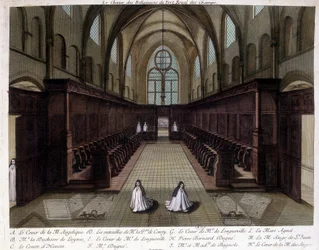 Zwei Nonnen beten in der Abtei von Port Royal des Champs (Port-Royal-des-Champs)