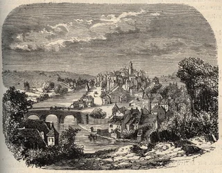 Uzerche - Corrèze - Frankreich - Gravur in „PATRIE - Beschreibung der malerischen Frankreich in 6 Bänden“ von Lucien Huard - Ende des 19. Jahrhunderts