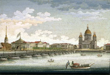 Blick vom Fluss Newa über den Isaaksplatz und die Isaaksbrücke, von Yegor Yakovlevich Vekler (1800-61)