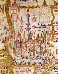 Ansicht von Neu-Delhi in Indien (Detail der Weltkarte von Bruder Maurus)