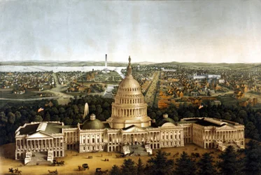 Ansicht von Washington und dem Weißen Haus in einer Aufführung von 1820.