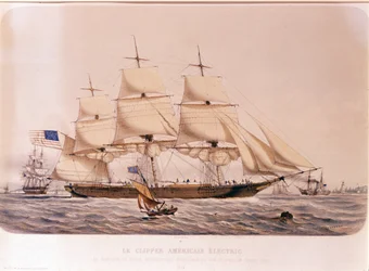 Ansicht des amerikanischen Clippers Electric. Lithografie von 1854