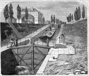 Ansicht des Canal Saint Martin in der Nähe von Paris