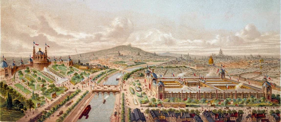 Ansicht der Weltausstellung in Paris 1878. Gravur aus dem 19. Jahrhundert, Paris, B.N.