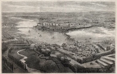 Ansicht der Stadt Mantua (Mantova, Mantua) im 19. Jahrhundert