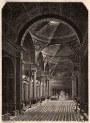 Ansicht des Inneren der Kirche Madeleine in Paris im Jahr 1843, kurz nach ihrer Eröffnung für den Gottesdienst