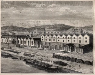 Ansicht des Schlosses von Peking, Hauptsitz der Compagnie des grands vins de Champagne von Eugene Mercier (1838-1904) und Cie bei Epernay - Gravur in „La Science française“