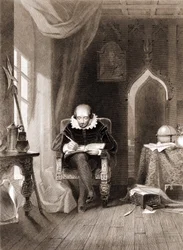 William Shakespeare in seinem Büro