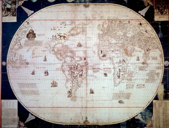 Weltkarte des Navigators Sebastiano Caboto (Sebastien Cabot) 1544