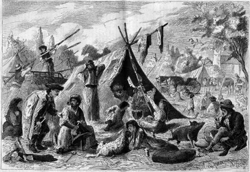 Zigeunerlager in den Vororten von Wien, Österreich im Jahr 1873