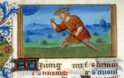 Zodiac Krebs und Gras mähen - Miniatur des Mittelalters (ref. 137, 048v): Genehmigungsantrag an die Stadtbibliothek Toulouse (tel: 05 62 27 66 66)