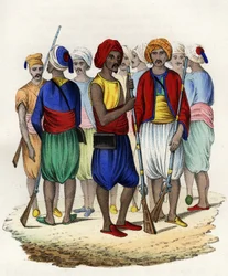 Zuaven, indigene Schützen der französischen Armee Afrikas, 1830 ausgebildet. In „Storia d