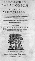Frontispiz von "Exercitationum paradoxicarum adversus Aristoteleos" von Pierre Gassendi (1592-1655), französischer Philosoph, Astronom, Mathematiker und Physiker