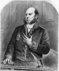 Porträt von Pierre Jules Baroche in der Legislative im Jahr 1861. Französischer Politiker (1802-1870)