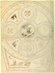 Zeichnung, Deckendekoration, Teatro Valle, Rom, 1821
