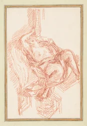 Zeichnung, Deckendetail mit geflügelter männlicher Figur, ca. 1759–70