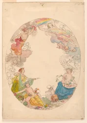 Zeichnung, Deckenmalerei, "Die Elemente", ca. 1870