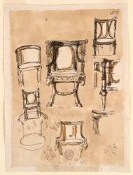 Zeichnung, Stühle, 1780–1790