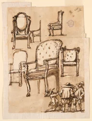 Zeichnung, Stühle, 1780–1790