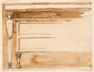 Zeichnung, Konsolentisch und Kommode, ca. 1795