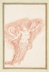 Eckdetail mit teilweise nackter männlicher Figur, ca. 1759–70