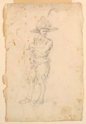 Zeichnung, Kostümentwurf: Ein Satyr für ein Ballett, ca. 1720