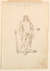 Kostümentwurf: Heroische Kraft für ein Ballett, ca. 1720
