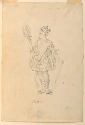 Kostümentwurf: Tapferkeit für ein Ballett, ca. 1720