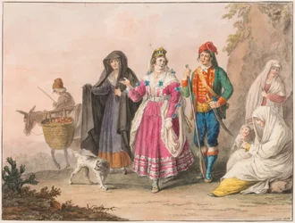 Zeichnung, Kostüme von Sizilien, 1828