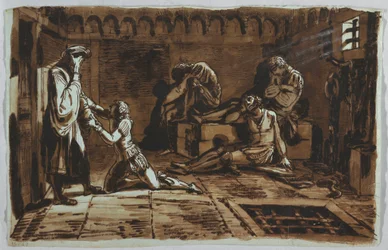 Zeichnung, Tod von Graf Ugolino und seinen Söhnen, 1815–1823