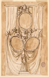 Dekoration für Porträt von Papst Pius VI. und Königspaar, ca. 1790