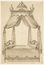 Zeichnung, Entwurf für ein Bett, ca. 1785